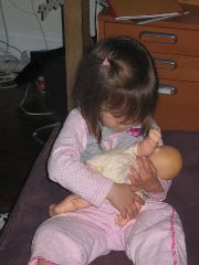 Giving Cornelia some milk...